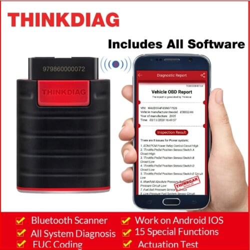 THINKCAR THINKDIAG All System OBD2 Diagnostic Tool with Car Brand & 15 Reset Functions 3 Year Free Update Online