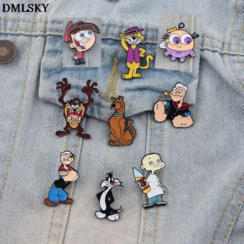 DMLSKY Cartoon Monster Pin Metal Enamel Pins and Brooches for Fashion Lapel Pin Backpack Bags Badge Kids Gifts M4348