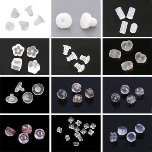 DoreenBeads Rubber Earrings Posts And Backs Flower Round Tube Shape Back Earrings Pins Safety Earnut Jewelry Findings,20-1000PCs