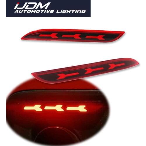 IJDM For 2015-2017 Ford Mustang 3D Optic Style Red LED Rear Bumper Reflector Lights, Function as Tail/Brake or Rear Fog Lights