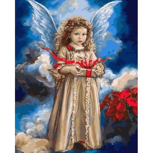 MaHuaf-W1249 angel in christma coloring by numbers on canvas Wall decoration painting for living room