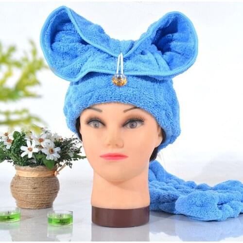 Microfiber Hair Towel Turban Quickly Dry Hair Hat Wrapped Towel Bath With Cute Rabbit Ears Bathroom Products