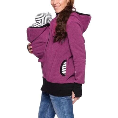 Fashion pregnant women baby bag vest hoodie kangaroo zipper breastfeeding coat pregnant women loose clothes