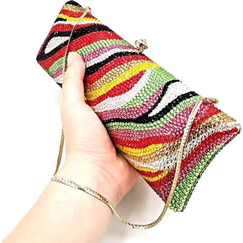 Fashion Ladies top design Bridal wedding party purses women evening party diamonds luxury crystal long clutches purses