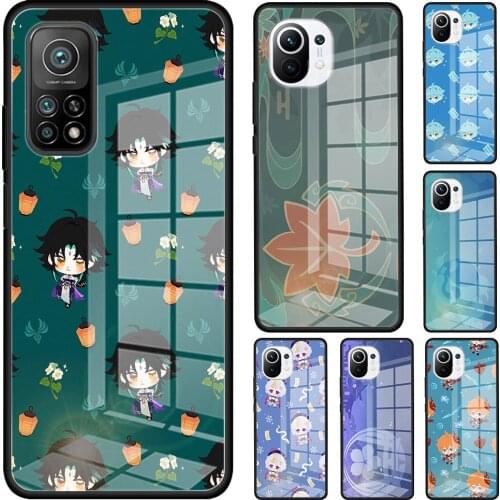 Cartoon Genshin Impact Tempered Glass Phone Case For Xiaomi Mi 11 Ultra Poco X3 NFC 10T Pro Note 10 Lite 5G 9T M2 F2 11i Cover