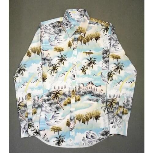 High New 19ss Men Digital Hawaiian coconut Fashion Cotton Casual Shirts Shirt high quality Pocket long-sleeves Top S 2XL #C94