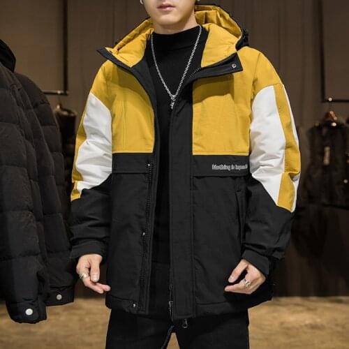 Winter Warm Men Down Jacket Coat Casual Fashion New Stand Collar Puffer Thick Parkas Coats Male Down Jacket Windproof Patchwork