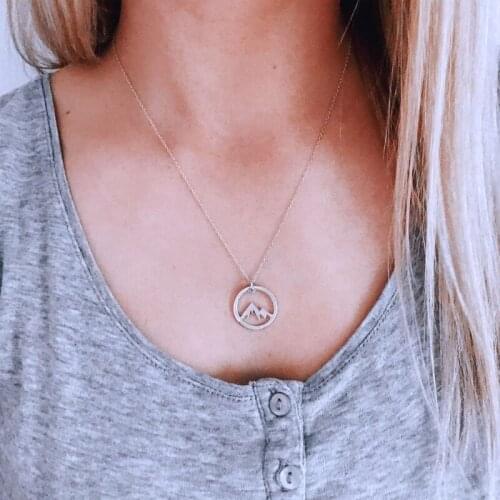 Stainless Steel Snowy Mountain Necklace Natural Mountain Pendant Campers Jewelry XXFB