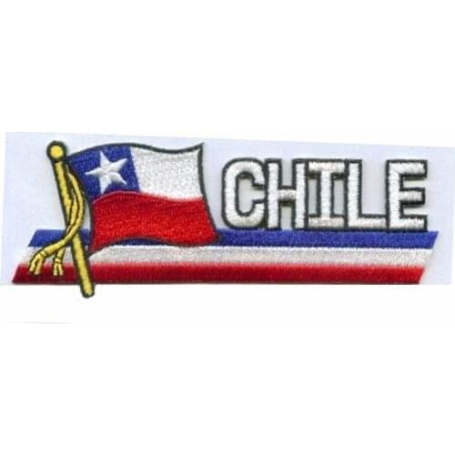 Chile Flag Patch/Embroidery Flag Emblem Made by Twill 3" Heat Cut Border and Iron On Backing Custom and MOQ50pcs Free Shipping