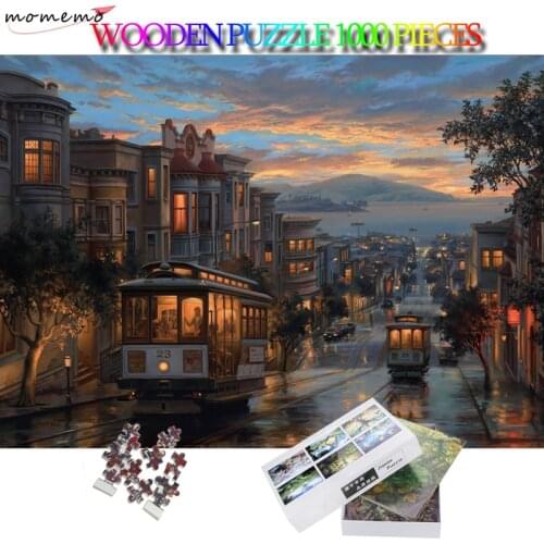 MOMEMO 1000 Pieces Puzzles Streets In Europe Wooden Puzzle Toys 1000 PCS Attractive Landscape Jigsaw Puzzle Adults Teens Puzzle