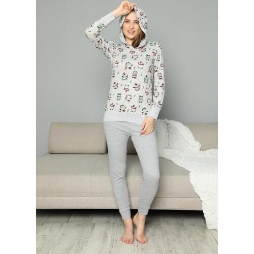 Cathi&White Womans pajama set, sleepwear, %95 cotton, %5 lycra, penguin pattern dm60290