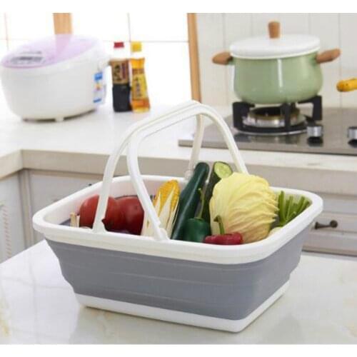 Portable Travel Storage Basket Home Kitchen Storage Basket Fruit and Vegetable Washing Basket Square Storage Plastic Container