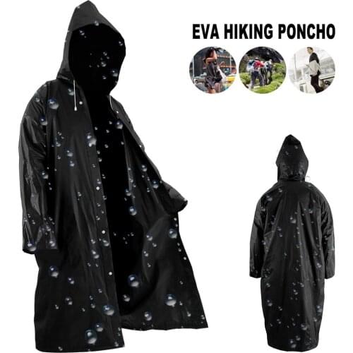 Fashion Women men EVA Transparent Raincoat Portable Outdoor Travel Rainwear Waterproof Camping Hooded Plastic Rain Cover