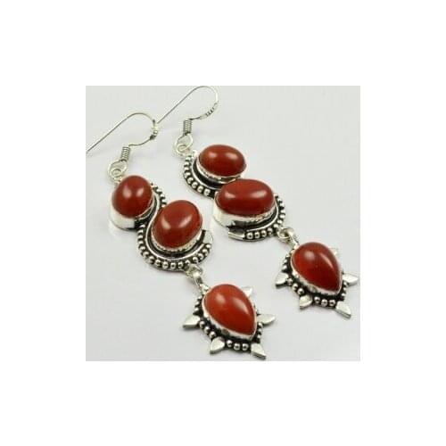 Carnelian, Silver Overlay on Copper Earrings ,75mm , E2260