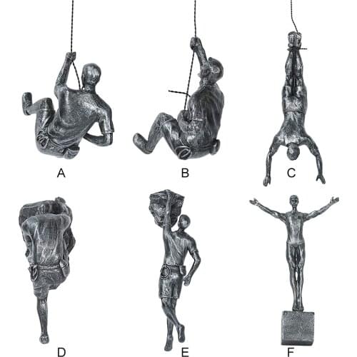 Nordic Industrial Style Retro Man Climbing Rock Sculpture Background Wall Decoration Hanging Resin Man Mount Climber Statue