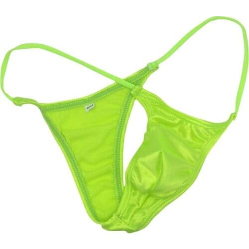 2018 hot Sexy Men Thongs Bikini String waist shiny soft Mini package does not live satin knit polyester g string Mens thongs
