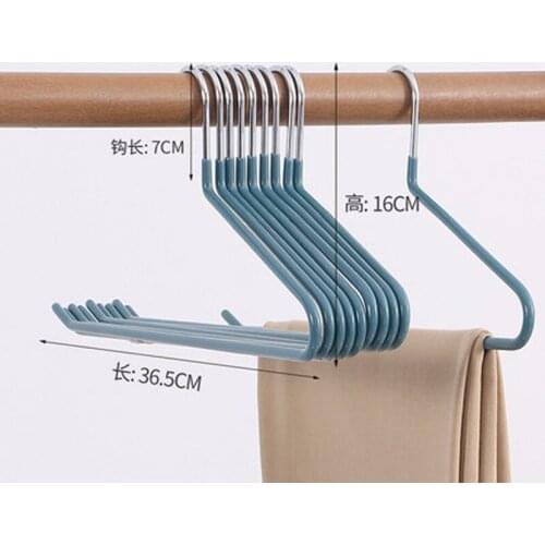10pcs/lot 36.5cm Heavy Duty Pants Hangers Open Ended Metal Hanger for Trousers Slacks Anti-Rust Chrome Hook Non Slip Rubber Coat