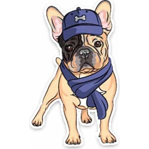 New Personality Scarf Cap French Bulldog Car Sticker Vinyl PVC 13cm*8cm Motorcycle Decals Windshield Car Window Car Decals