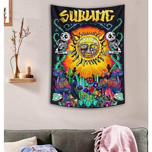 Mushroom Hanging Cloth Psychedelic Hippie Bedroom Home Colorful Tapestry Decoration Background
