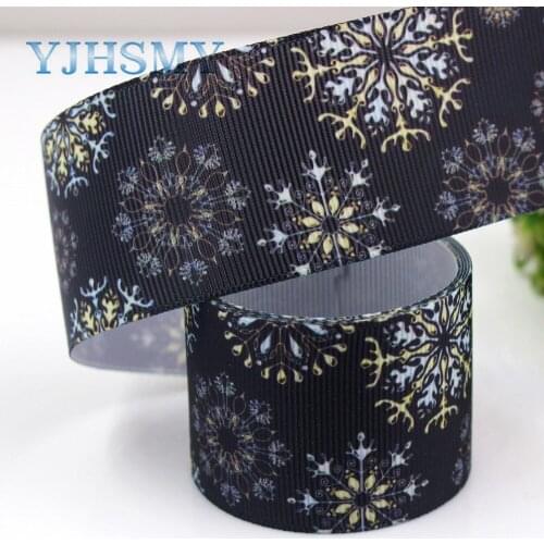 YJHSMY G-181005-1327,10yards 38mm snowflake Ribbons Thermal transfer Printed grosgrain,DIY handmade,gift wrapping materials