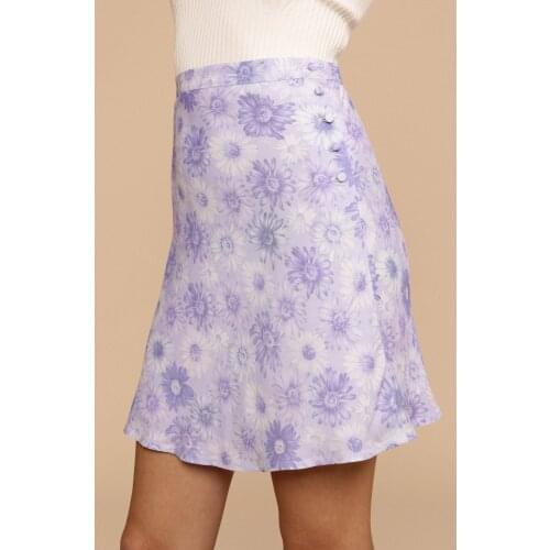 Women Skirt 2021 Spring and Summer New Style Sunflower Print Flounces High Waist To Show Thin Skirt Half Skirt