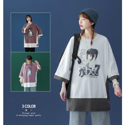 Women Big Size Swag Style T-shirts 2021 Summer Girls Cartoon Cotton Loose T-shirts Street Style Hip Hop