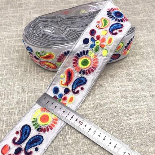 1 Yard Retro Lace Ribbon Ethnic Handmade Mesh Sequins Lace Trim Patchwork Material DIY Garment Sewing Accessories