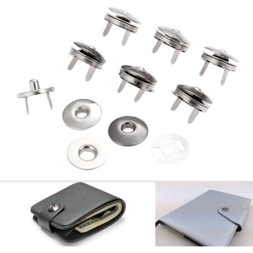 10Pcs 17mm Metal Magnetic Sewing Button Magnet Snaps Bag Purse Clasp Metal Buttons Clothing Handbag Accessories Silver/Black