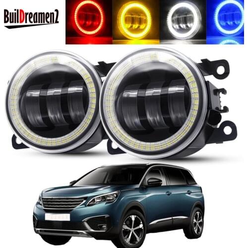 2 X Angel Eye Fog Light Assembly For Peugeot 5008 2009-2018 LED Car Front Bumper Lens Fog Daytime Running Lamp DRL 30W H11 12V