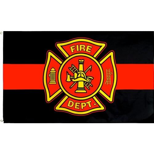 3x5FT Red Line Fire Department Flag