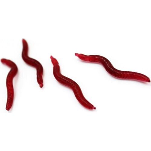 50Pcs Soft Lure Red Worms Earth Worm Fishing Baits Worms Trout Fishing Lures