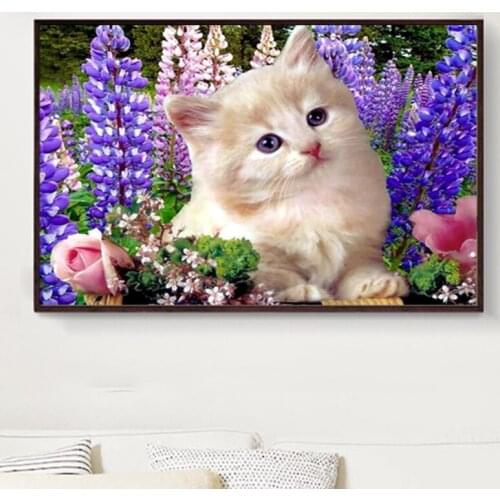 5D DIY Diamond Embroidery Diamond Mosaic Bedroom Cartoon Animals Cute Cat Point Diamond Paste Diamond Painting Cross Stitch