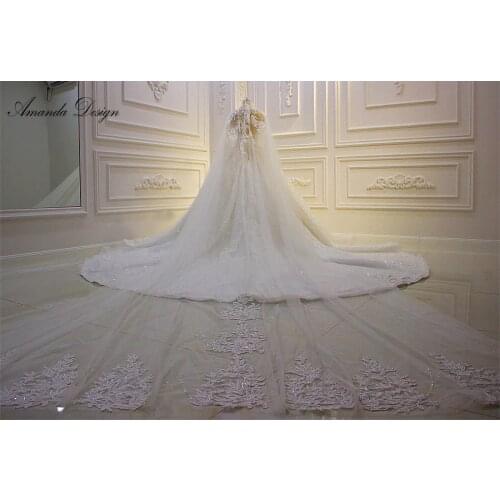 Amanda Design Luxury Lace Appliqued Shiny Long Veil 2019