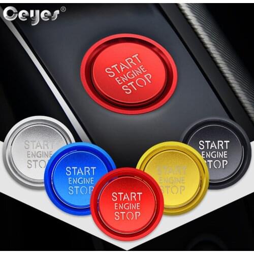 Ceyes Car Accessories Sticker For Audi B8 A6L A4 A5 A6 A7 Q3 Q5 8R C7 Auto Engine Start Stop Button Rings Cover Case Styling