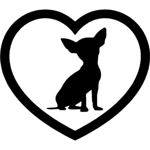 Chihuahua Heart Vinyl Decal Sticker Dog Breed Puppy Car Window Wall Bumper Laptop Decal Wall Sticker Various Colours & Sizes