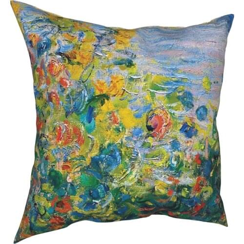 Claude Monet Flower Beds At Vetheuil Pillowcase Home Decorative Art Cushions Throw Pillow for Home Double-sided Printing Novelty