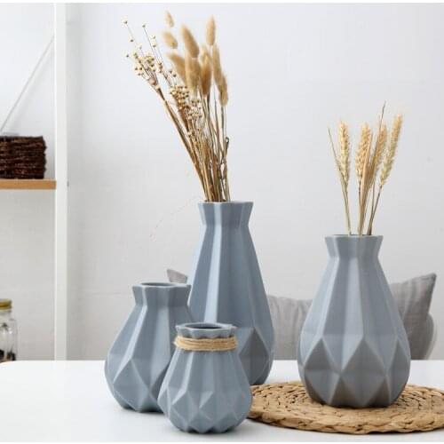Europe Brief Matt Diamond Porcelain Vase Modern Fashion Ceramic Flower Vase Room Study Hallway Home Wedding Decoration