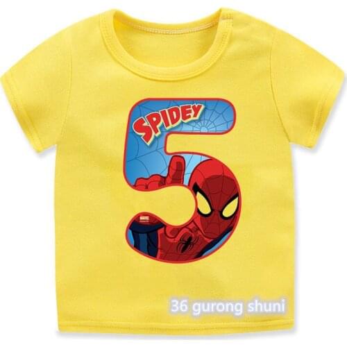 Hero Birthday Gift Number 1-9th Cartoon Print T Shirts for Girls/Boys Kids Clothes Graphic Summer Tops T-shirt Children Clothing