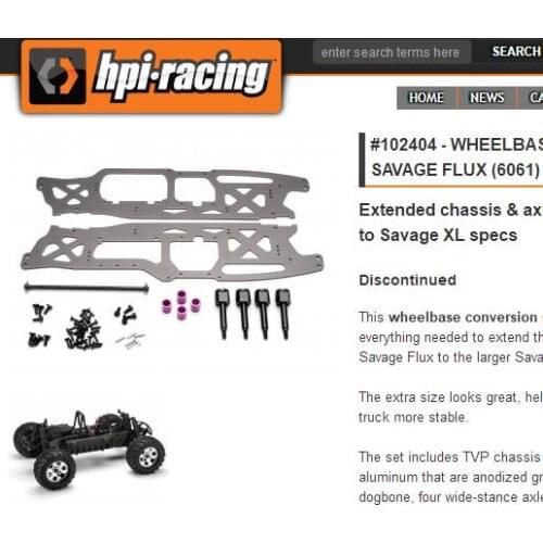 HPI Long Wheelbase Conversion Set (Flux) 1/8 RC Turck HPI Savage XL HPI102404