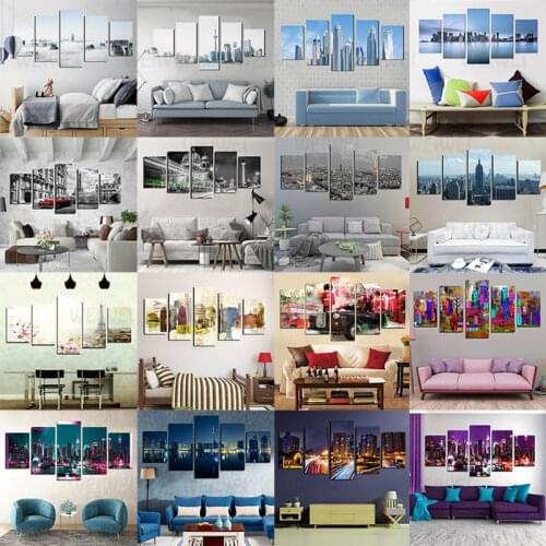 Canvas Painting Wall Art Frameless Home Decoration Living Room Pictures 5 Pieces Of Urban Architectural Landscape Posters Print
