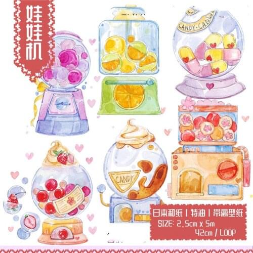 Kawaii Clip Doll Machine Special Oil Washi Tapes Bullet Journal Masking Tape Adhesive Tape DIY Scrapbooking Washi Stickers