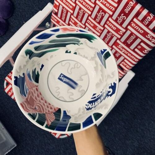 Chinese style painted koi fish ceramic bowl ceramic bowl tableware spoon set cutlery vajilla