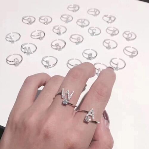 Korean Simple DIY Letters Rings Adjustable Engagement Rings for Women Exquisite Jewelry Wedding Rings Female Accessories Gift