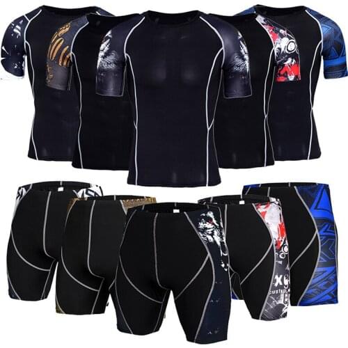 2pcs/lot Mens Sportswear Summer Suit Quick-drying Short-sleeved T-shirt Shorts Breathable Jogging Workout Running Clothing