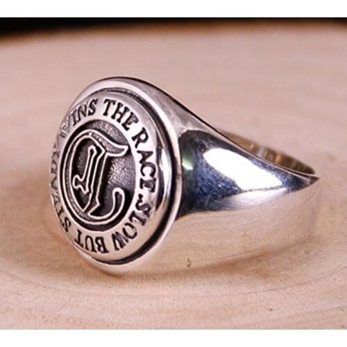 BOCAI 2020 new 100% real s925 pure silver fashion jewelry round letter ring Thai silver mens and womens couple ring