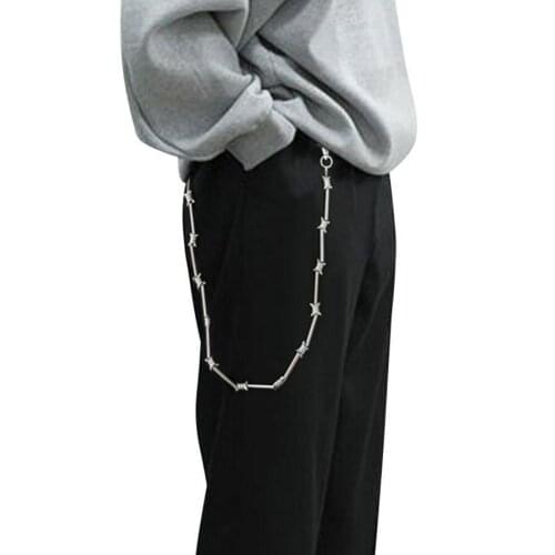 Punk Men Wallet Belt Chain Ball Metal Trousers Chain For Jeans Pants Fashion Jewelry For Men Women keychain Key Chains long75cm