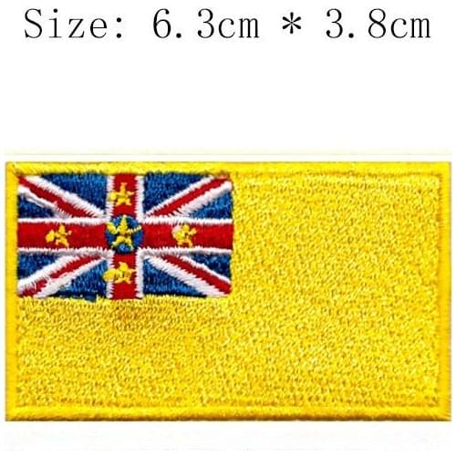 Newet embroidery flag patch Alofi city island world country yellow emblem for motorcycle club coat iron on sew left chest