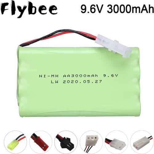 9.6v 3000mah NiMH Battery For Rc toy Car Trucks Tanks Trains Boat Gun Tamiya/JST/SM plug AA 2400mah 9.6v Rechargeable Battery