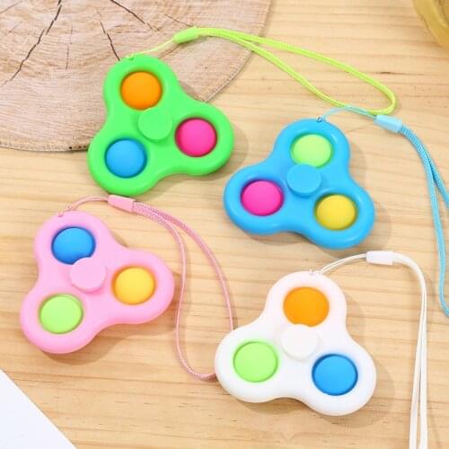 New Adults Kids Board Decompression Fingertip Spinner Push Pop Bubble Key Chain Silica Gel Simple Dimple Spinner Popit Fidget
