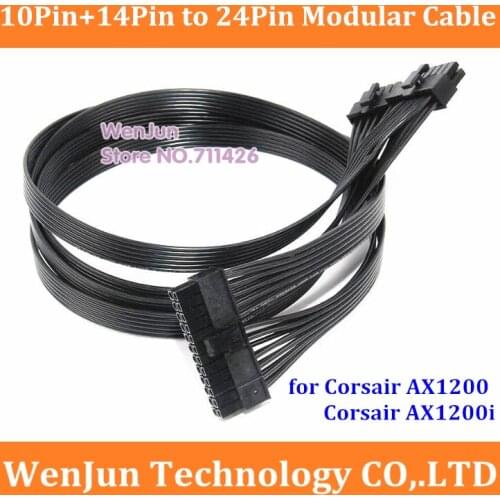 New 10pin+14pin to 24pin Modular Power Supply Adapter cable for Corsair AX1200 AX1200i RM Series with 60cm